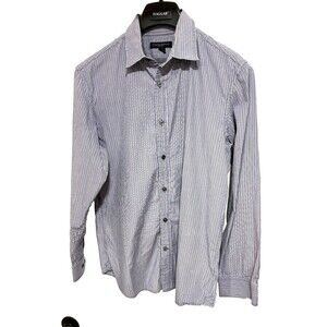 Banana Republic Men's Casual Button-Up Shirt Gray Blue Cotton Sz M 15 15 1/2